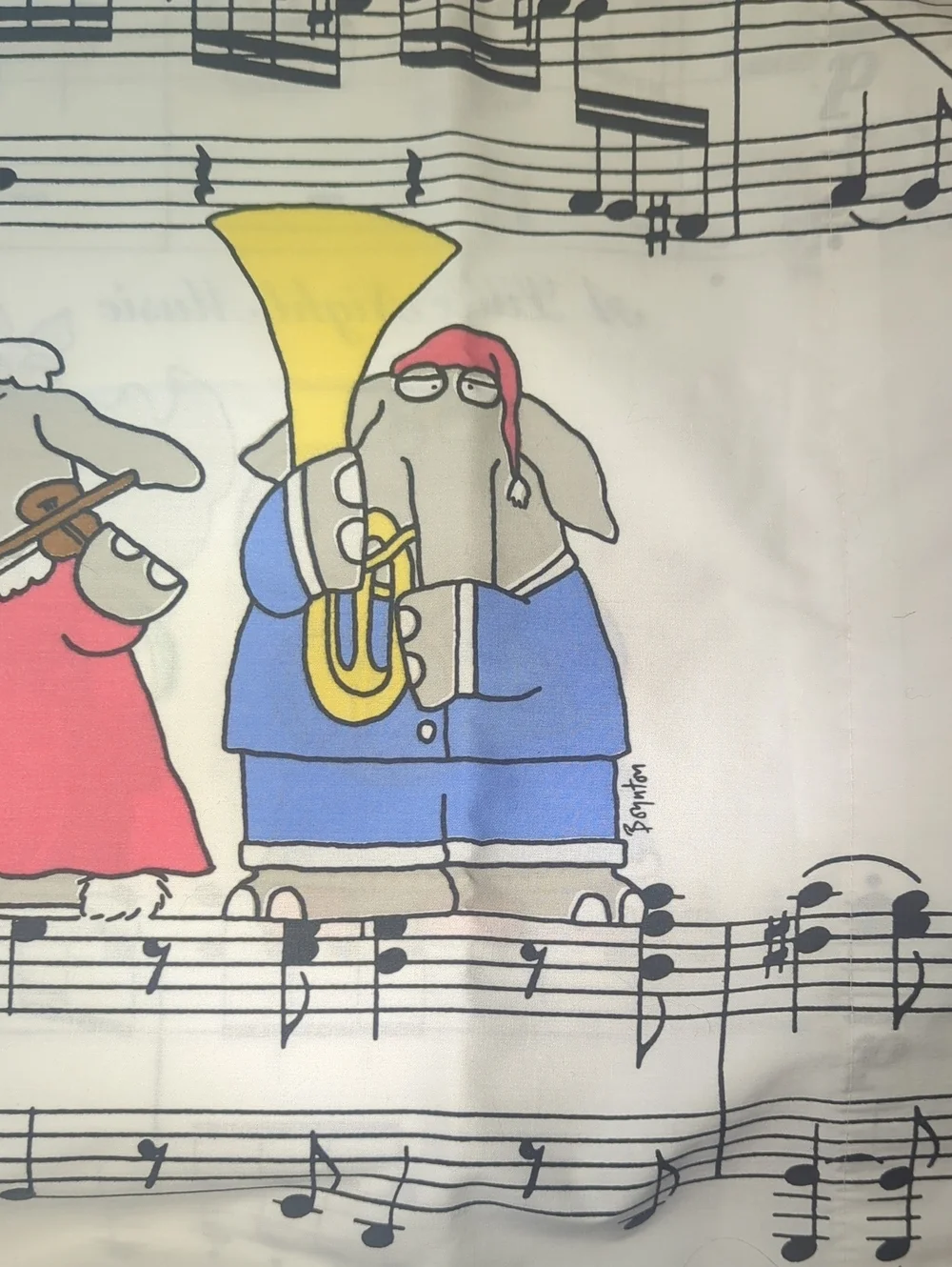 Vintage Sandra Boynton for Martex Musical Theme Standard Set Pillow Cases (2)